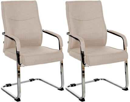 Set van 2 Bezoekersstoelen Habort Stof, Taupe