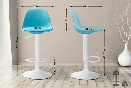 Barstoel Keil Kunstleer wit, Blauw