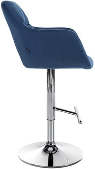 Barkruk Nitimi Fluweel chroom, Blauw