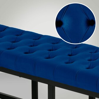 Bank Pilsin Fluweel Zwart 150 cm, Blauw