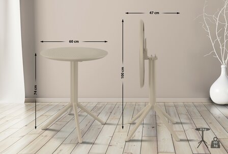 Inklapbare tafel Ska rond, Taupe