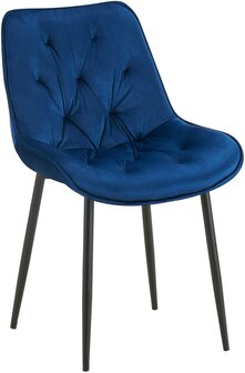 Eetkamerstoel Wellaca Fluweel, Blauw