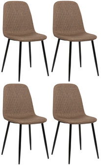 4-delige set stoelen Gevirny Stof, Bruin