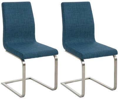 2-delige set eetkamerstoelen Bolfert Stof, Blauw