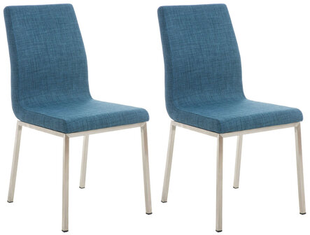 2-delige set eetkamerstoelen Calmor Stof, Blauw