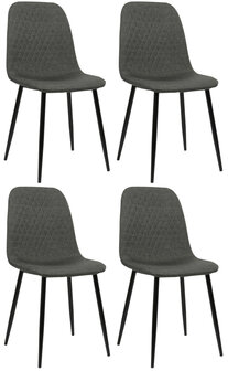 4-delige set stoelen Gevirny Stof, Grijs