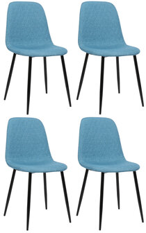 4-delige set stoelen Gevirny Stof, Blauw