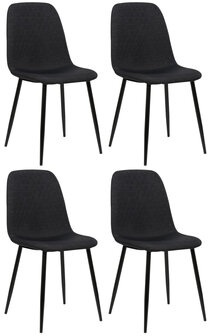 4-delige set stoelen Gevirny Stof, Zwart