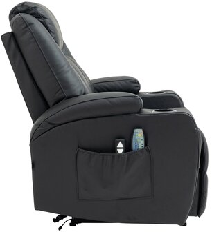 Fauteuil Hiplir met massagefunctie echt leer, Zwart