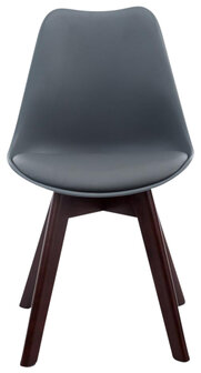 4-delige set bezoekersstoelen Birnii V2 Walnoot Kunstleer, Grijs