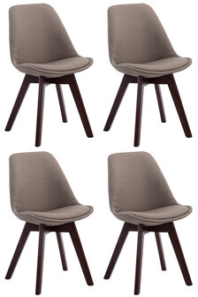 4-delige set bezoekersstoelen Birnii V2 Walnoot Stof, Taupe