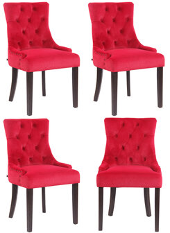 4-delige set eetkamerstoelen Eberdean fluweel antiek, Rood