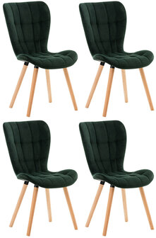 4-delige set stoelen Alde fluweel, Groen