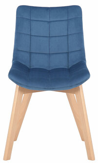 2-delige set eetkamerstoelen Pissaac fluweel, Blauw