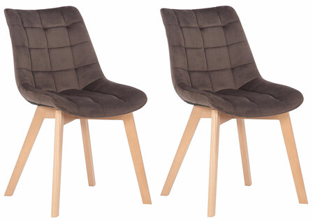 2-delige set eetkamerstoelen Pissaac fluweel, Bruin