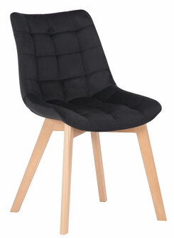 2-delige set eetkamerstoelen Pissaac fluweel, Zwart