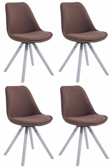 4-delige set stoelen Teulouso Stof Rond wit, Bruin