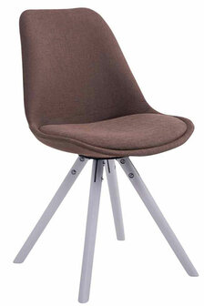 4-delige set stoelen Teulouso Stof Rond wit, Bruin