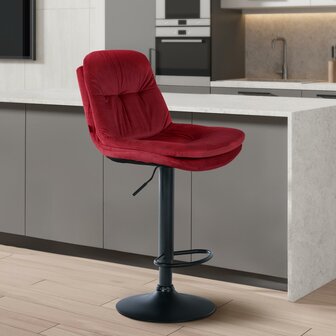 Barkruk Leural Fluweel zwart, Rood
