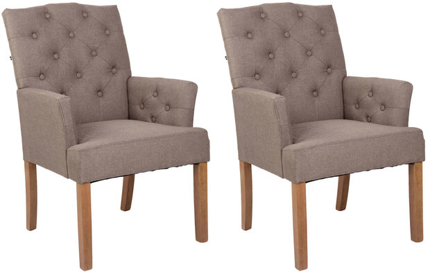 Set van 2 eetkamerstoelen Sagur Stof Taupe,antik-hell