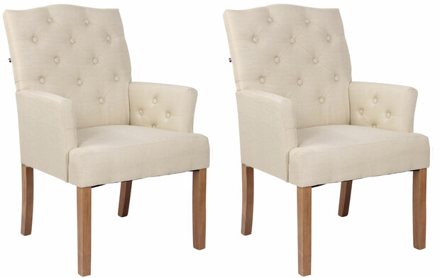 Set van 2 eetkamerstoelen Sagur Stof Creme,antiek licht