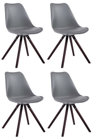 Set van 4 eetkamerstoelen Teulouso kunstleer rond grijs,cappuccino, Grijs