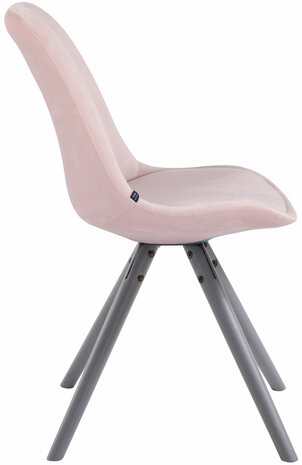 Set van 4 Stoelen Teulouso Rond frame - Fluweel roze,grijs, 