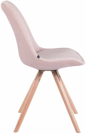 Set van 4 Stoelen Teulouso Rond frame - Fluweel roze,natura, 