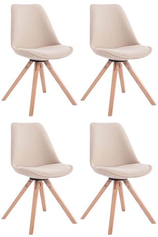 Set van 4 eetkamerstoelen Teulouso stof vierkant Creme,natura