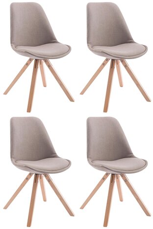 Set van 4 eetkamerstoelen Teulouso stof vierkant Taupe,natura