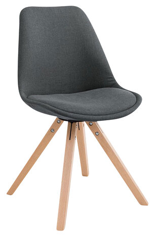 Set van 4 eetkamerstoelen Teulouso stof vierkant donkergrijs,natura, Grijs