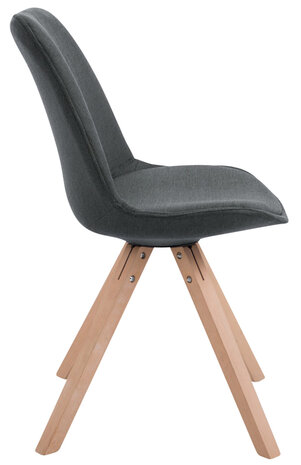 Set van 4 eetkamerstoelen Teulouso stof vierkant donkergrijs,natura, Grijs