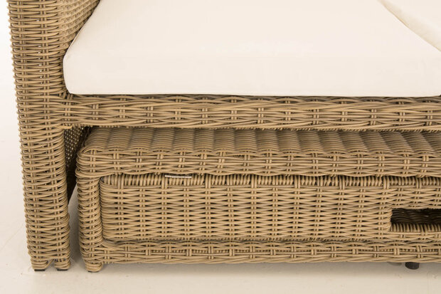 Wicker Loungebank Incini 5mm natura,gebroken wit, 