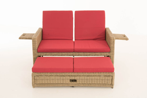 Wicker Loungebank Incini 5mm natura,robijnrood, 