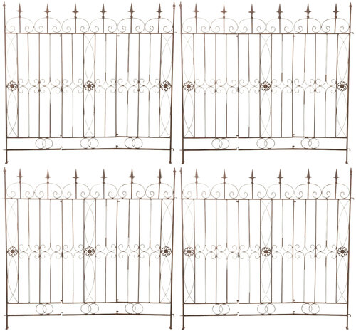 Set van 4 tuinhekken Mongald antiek bruin, Bruin