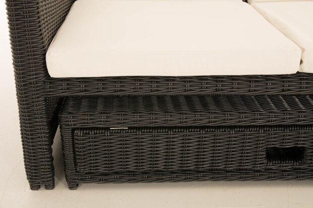 Wicker Loungebank Incini 5mm zwart,gebroken wit, Zwart