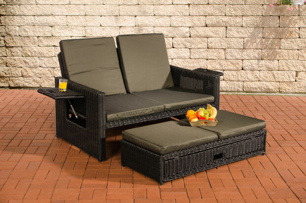 Wicker Loungebank Incini 5mm zwart,antraciet, Zwart