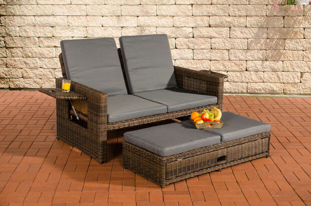 Wicker Loungebank Incini 5mm bruin gemeleerd,ijzerachtig grijs, Bruin