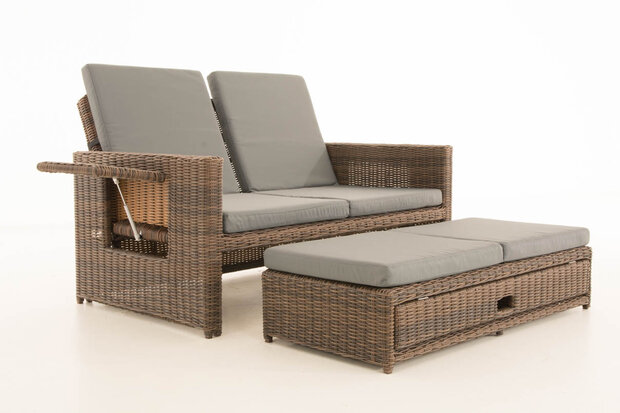 Wicker Loungebank Incini 5mm bruin gemeleerd,ijzerachtig grijs, Bruin