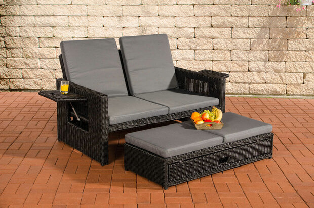 Wicker Loungebank Incini 5mm zwart,ijzerachtig grijs, Zwart