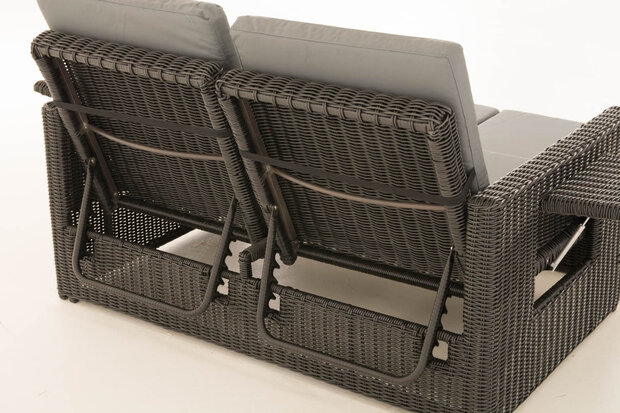 Wicker Loungebank Incini 5mm zwart,ijzerachtig grijs, Zwart