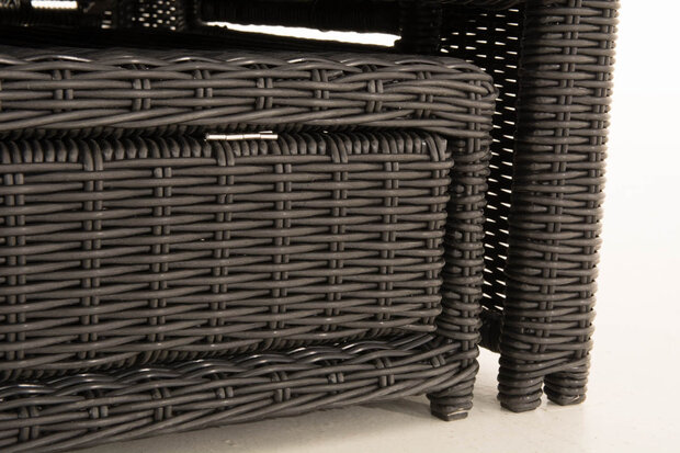 Wicker Loungebank Incini 5mm zwart,robijnrood, Zwart