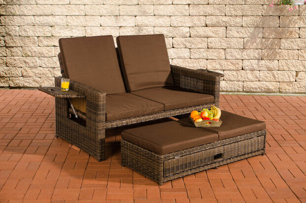 Wicker Loungebank Incini 5mm bruin gemeleerd,aardsbruin, Bruin