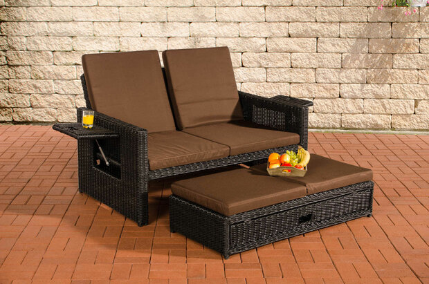 Wicker Loungebank Incini 5mm zwart,aardsbruin, Zwart