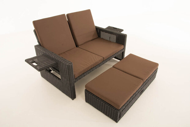 Wicker Loungebank Incini 5mm zwart,aardsbruin, Zwart