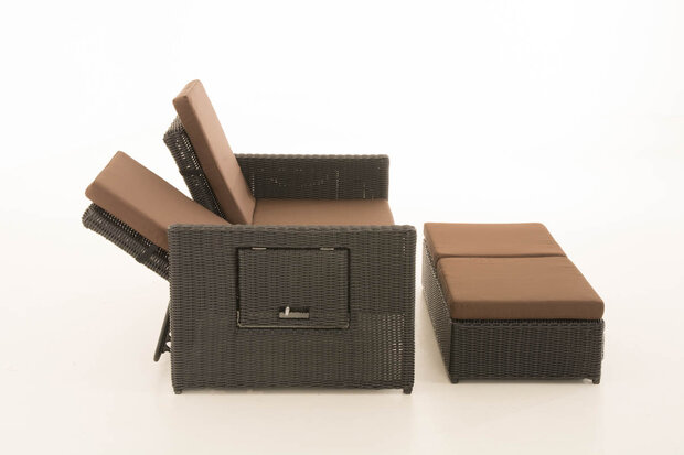 Wicker Loungebank Incini 5mm zwart,aardsbruin, Zwart