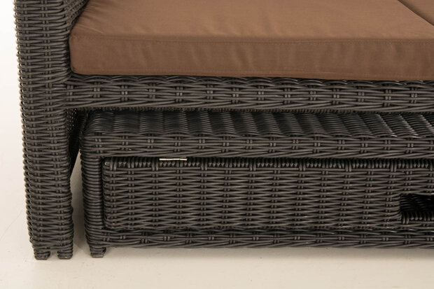 Wicker Loungebank Incini 5mm zwart,aardsbruin, Zwart