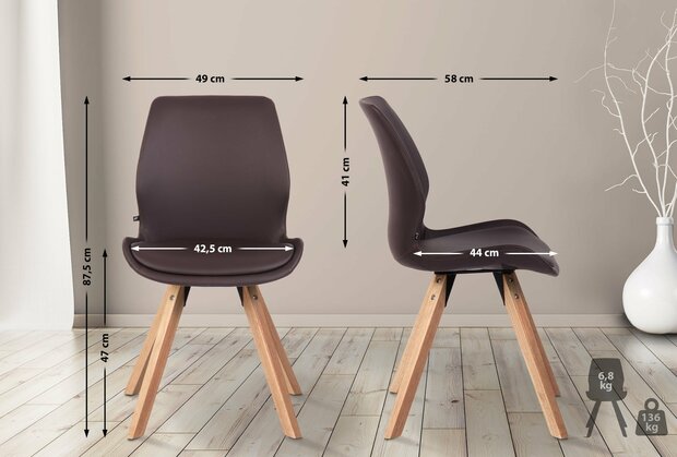 Set van 4 eetkamerstoelen Lanu bruin,Kunstleer, Bruin