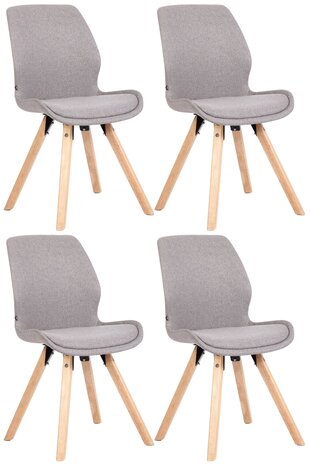 Set van 4 eetkamerstoelen Lanu grijs,Stof, Grijs