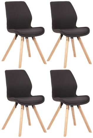 Set van 4 eetkamerstoelen Lanu zwart,Stof, Zwart